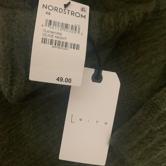 Leith Cozy Neck Dolman Turtleneck Alpaca Blend Sweater Olive Night Soft Rib NWT - Picture 2 of 3